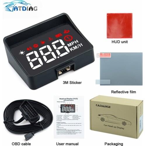 Newest A100S With Lens Hood Windshield Projector OBD2 II EUOBD Car HUD Head Up Display Overspeed Warning System Voltage Alarm
