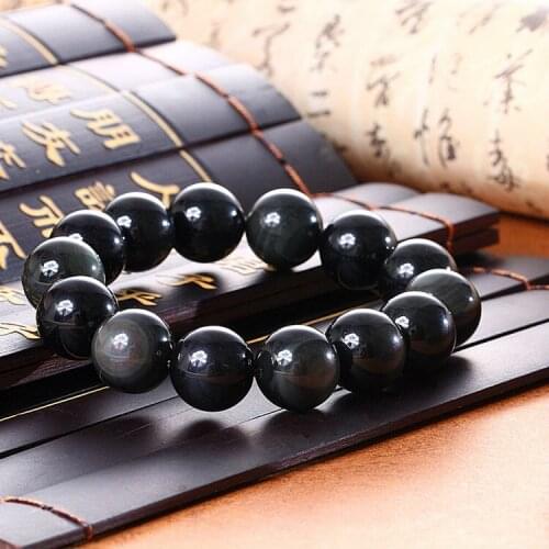 Lucky Bracelets Erengy Obsidian Bracelets 16mm Round Fashion Gift Hot Sale jewelry Obsidian Jewellery
