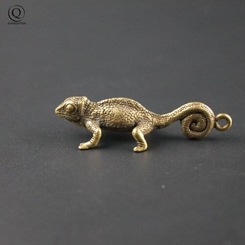 Antique Bronze Tropical Desert Animal Chameleon Lizard Key Chains Keychains Holder Punk Animal Jewelry Girls Bag Car Charms Gift
