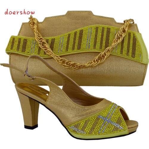Doershow Italian Shoes With Matching Bags African Women Shoes and Bags Set High class European Beauty Shoes and Bag Set!HVB1-11