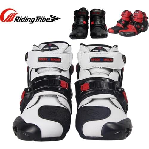Riding Tribe Racing Motorcycle Boots Motocross Protective Gear Shoes Off-road Riding Boots Red Black White Color A9001