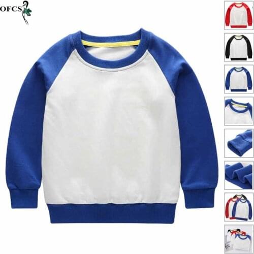 Retail Cotton Childrens T-Shirts Cotton Clothes Boys Girls Unisex Long Sleeve Patchwork Tops TeeS 2-12Years Kids Spring Clothes