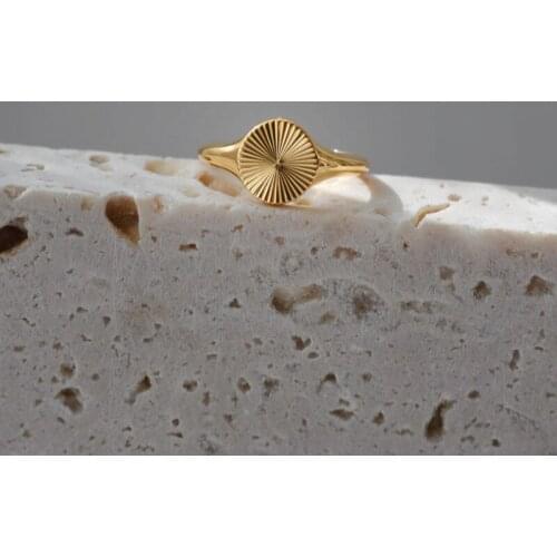 Joolim High End PVD Plated Dainty Sunburst Rings for Women Stainless Steel Jewelry