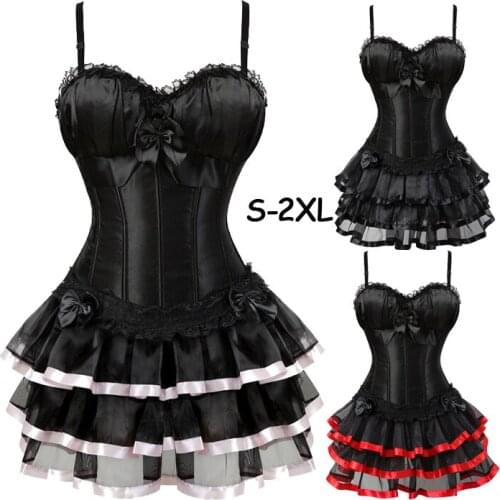 Fashion Women Zipper Sexy lingerie Underwear Waist corsets Sling top Shapewear Overbust Bustier Body Shaper Corset Dress 2pc Set