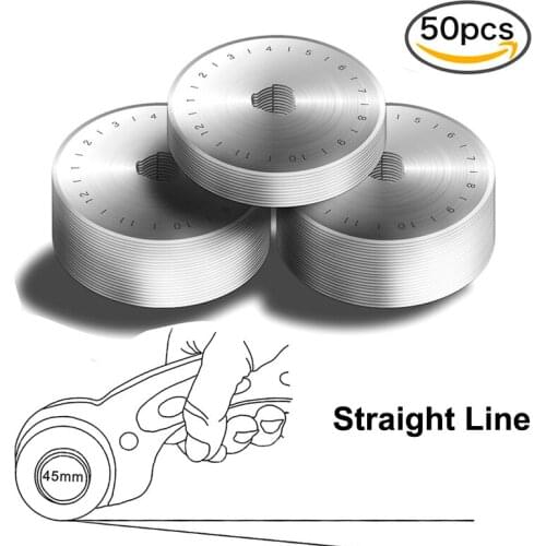 50pcs 45mm Rotary Cutter Blades Straight Line Fabric Leather Cutter Blade for Patchwork Olfa Quilting Cutting Circular Disc