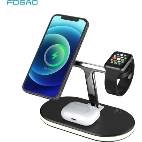 3 in 1 Magnetic 15W Fast Wireless Charger for Magsafe iPhone 12 Pro Max Charging Station for Apple iWatch 6 5 4 3 2 AirPods Pro