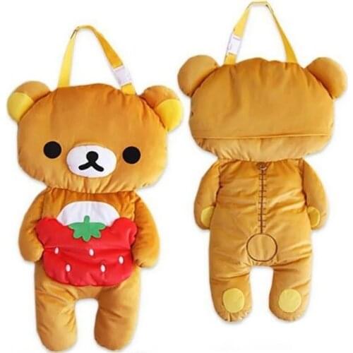 Cute Rilakkuma With Strawberry Plush Car Seat Pillow Soft Stuffed Touch Car Seats Cover Auto Accessory Carseat Toy Doll Gifts