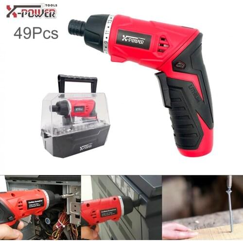 Mini Electric Screwdriver 49pcs Power Tool 3.6V Rechargeable for Furniture Installation/Screwing/Corner Repair/Wood Punching