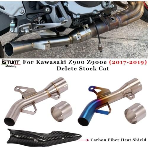 For Kawasaki Z900 Z900e Modified Catalyst Middle Tube Escape Motorcycle exhaust Middle Link Tube Catalyst Removal Eliminator