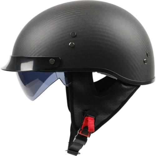 High Quality Carbon Fibre Mens Half Motorcycle Helmet Motorbike Motocross Helmets Casque Moto Cross Open Face Racing Helmet