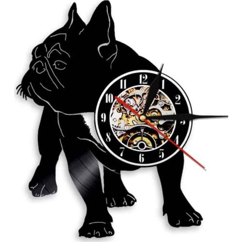 French Bulldog Dog Vinyl Record Wall Clock Pet Frenchie Bulldog Wall Clock Animal Wall Art Home Decor Dog Lover Gift