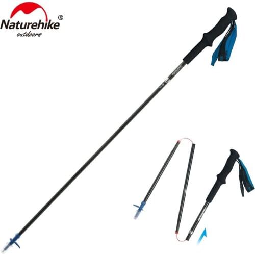 Naturehike 153g -173g High Toughness Ultralight Carbon Fibre Walking Stick externally locked telescopic Hiking Stick