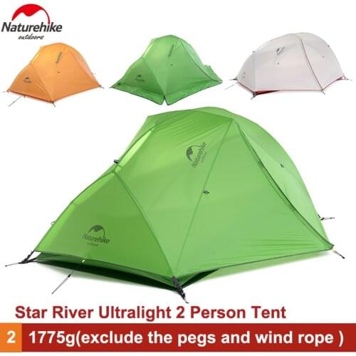 NatureHike Good Quality210T/ 20D Silicone Fabric Waterproof Double-Layer 2 Person 4 Season Aluminum Rod Outdoor Camping Tent
