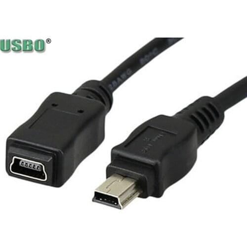 New Double shield 0.5M 1.5M T port 5pin Mini USB2.0 B Male to Female Car Extension power Cable data Line