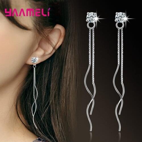 New Fashion Dangle Hanging Rhinestone Long Drop Earrings Ear line For Women Simple Snake Chain Tassel Jewelry brinco bijoux