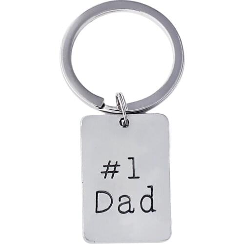 Popular Metal Tag Pendant Keychain Double Sided Carving #1Dad Charm Fathers Day Gift Keyring customizable