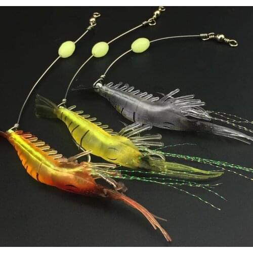 1pcs/lot Shrimp Soft Lure 9cm/6g Fishing Artificial Bait With Glow Hook Swivels Anzois Para Pesca Sabiki Rigs Fishing Lure