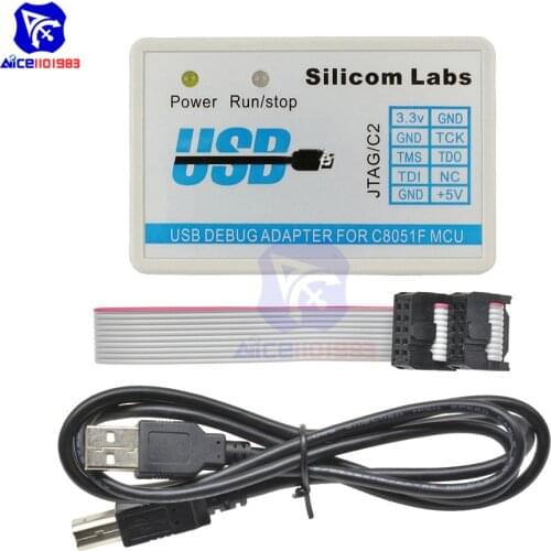 Diymore C8051F Emulator Downloader Programmer JTAG/C2 U-EC6/U-EC5/EC3 USB Debug Adapter 3.3V-5V C8051F00 C8051F3 with Cable