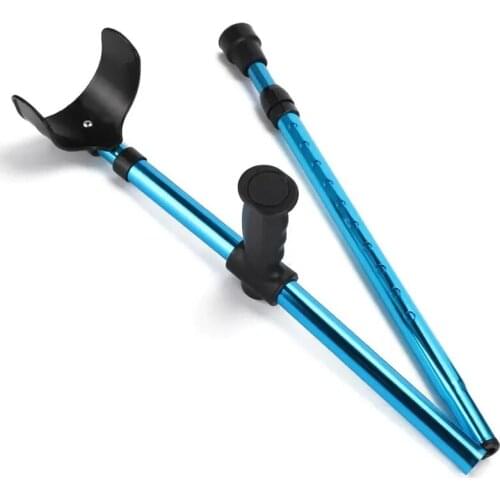 Adjustable Telescopic Underarm Cane Crutch Crutches Aluminum Alloy for Disabled Seniors Elderly Portable Folding Walking Stick