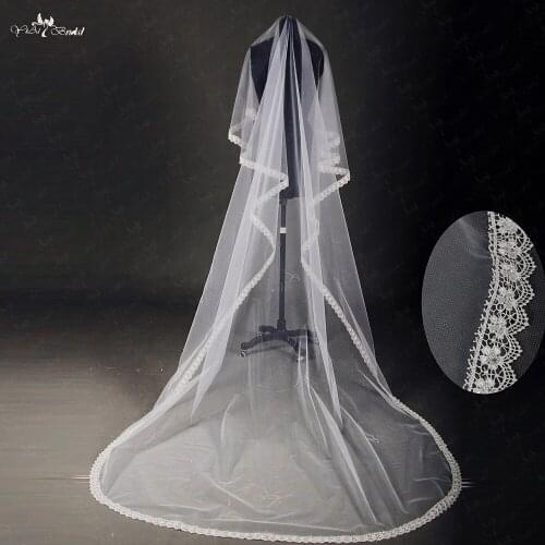 RSV23 Beaded One Layer Wedding Veil Lace