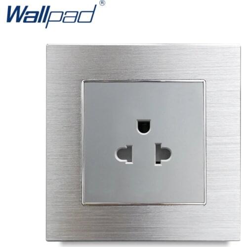 Silver US Socket Wallpad Wall Universal Socket AL Satin Metal Panel Mexico Canada USA Vietnam Thailand Wall Sockets