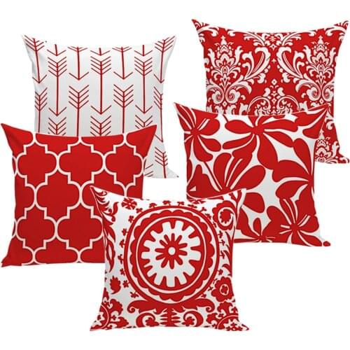 Nordic Cushion Red White Decorative Velvet Geometric Cushions Covers Home Decor Throw Pillow Case Pillowcase for Sofa 45x45cm