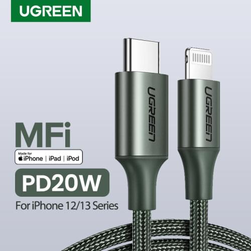 Ugreen MFi USB C to Lightning iPhone Charger Cable for iPhone 12 mini Pro Max 8 PD 18W 20W Fast Charging Data Cable for Macbook