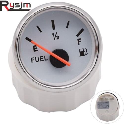 1 Piece Universal 2 Inch 52mm Pointer Fuel Level Gauges E-1/2-F Black White Face Fuel Level Meters for boat car truck