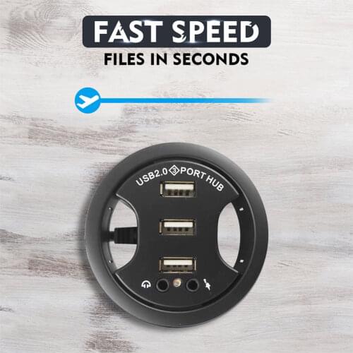 USB HUB USB3.0 Mount In Desk Multi USB 2.0 Ports With SD/TF Headphone/Microphone Type C Port USB Hub With Power Adapter 5V 2A