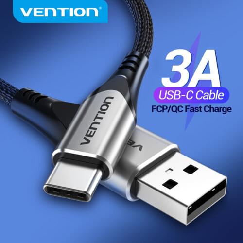Vention USB Type C Cable for Huawei Samsung 3A Quick Charge 3.0 USB C Fast Charging Wire for Xiaomi 10 Pro USB Type-C Data Cable