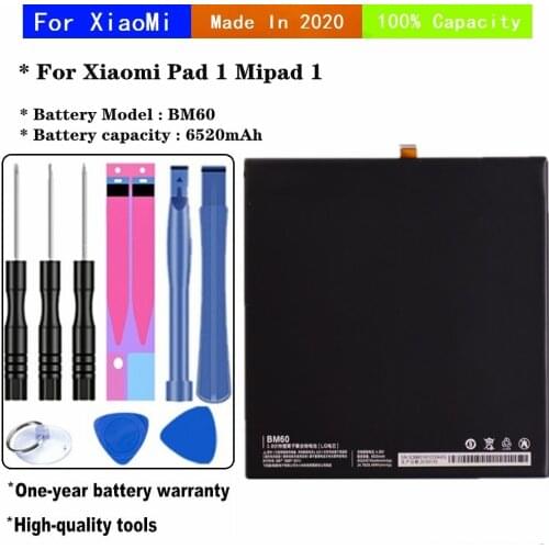 2020 years For Xiaomi Pad 1 Mipad 1 A0101 High Quality Tablet Replacement Batteries For Xiao mi BM60 6520mAh Battery