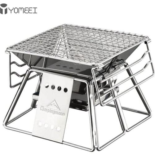YOMEEI Portable Stainless Steel BBQ Grill Non-stick Folding Mini Pocket Barbecue Grill Outdoor Camping Picnic Tool