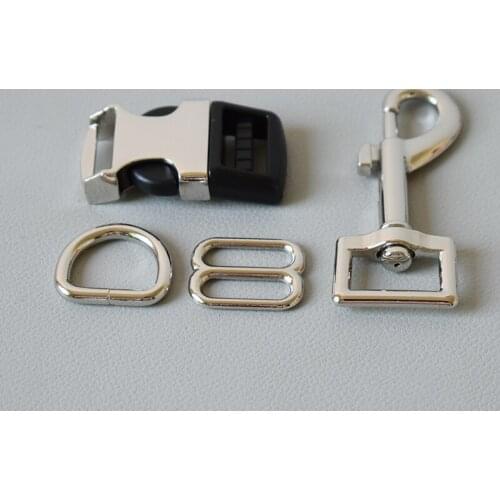 1 set 8 button 20mm 4 times Metal release buckles D rings sliders for dog collar adjustable buckles DIY sewing accessories