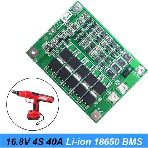 10PCS 4S 40A Li-ion Lithium Battery 18650 Charger PCB BMS Protection Board with Balance For Screwdriver 16.8V Lipo Cell Module