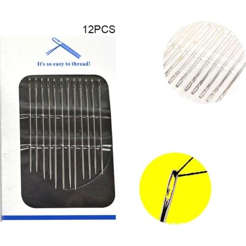 12pcs Self Threading Needles Hand Sewing Needles Home Household Tools Needle Arts Crafts