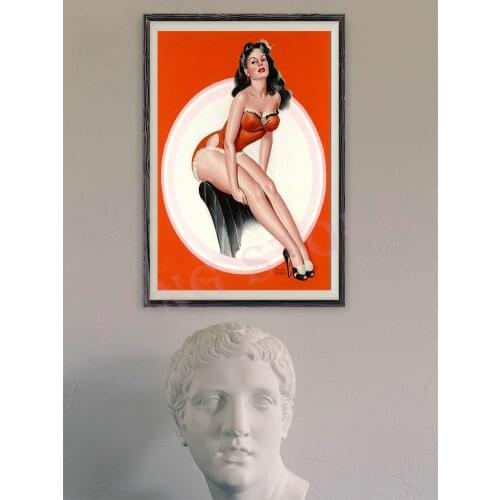 411 Vintage Beautiful Pin-up Girl Classic Picture Custom Silk Poster Home Deco Wall Art Christmas Gift