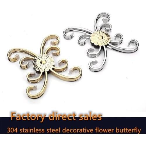 Free shipping,304 metal craft door applique door frame furniture stainless steel decorative flower butterfly