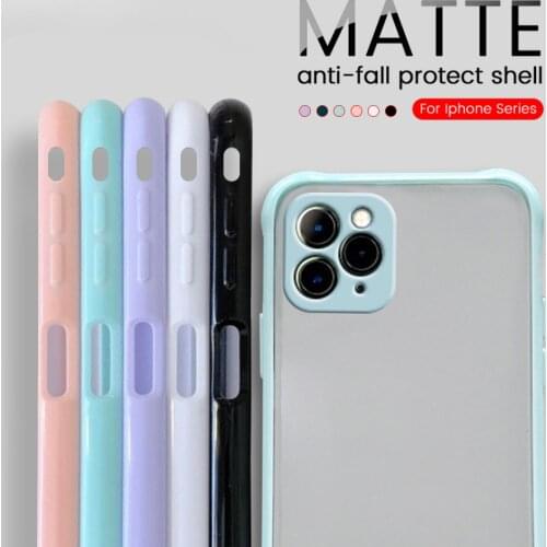 Camera Protection Bumper Phone Cases For iPhone 12 11 Pro XS Max XR X 8 7 6 6S Plus SE 2020 Translucent Matte Shockproof Cover