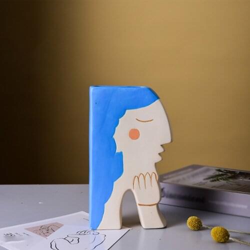 Flower Pot Arts Face Vase Nordic Creative Flowerpot Sculpture Modern Portrait Home Decoration Figurines For Interior Planter