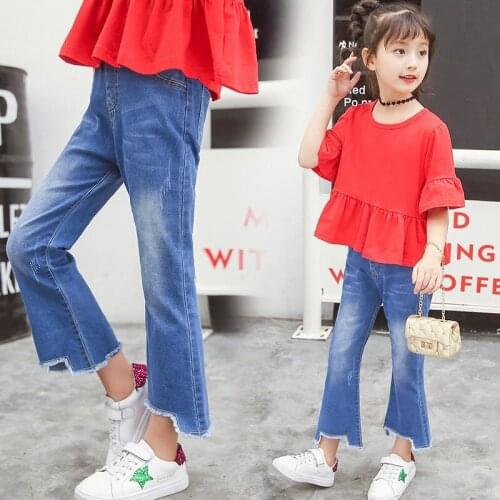Kids Trouser Loose Jeans for Girls Denim Pants Kids Boot Cut Trouser Spring Children Pants Girls Jeans Bottoms Baby Denim Pants