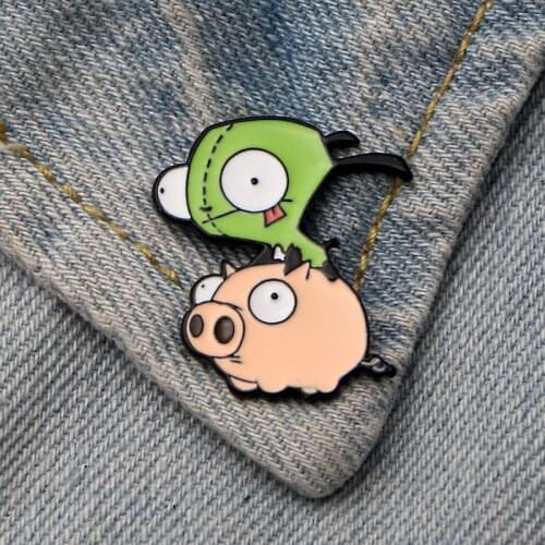 DMLSKY Alien creative theme Art Enamel Pins and Brooches Lapel Pin Backpack Bags Badge Clothing Decoration Gifts M3350