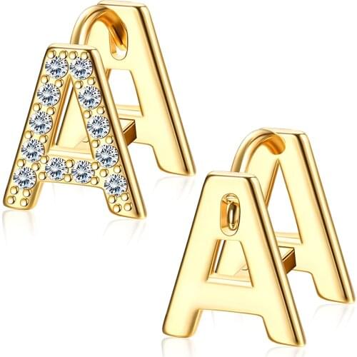 DUOYING New Initial Stud Earrings A to Z Alphabet Gold Earrings Silver Plated Custom Letters Earrings for Women Jewelry Gifts