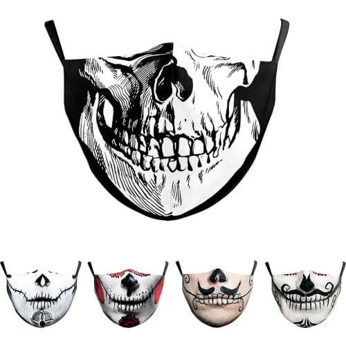 Halloween Fashion Cospaly Horror Skull Face-Protection Mouth Masks Cycling Spots Breathable Adult Party Mask Womens Men Unisex
