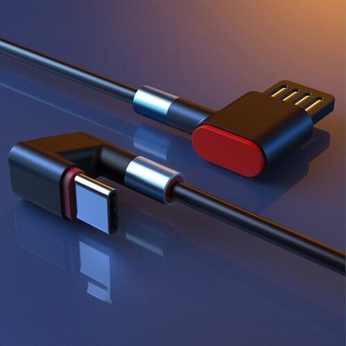 2.4A Micro USB Cable 90 Degree Elbow Data Line Type C USB Fast Charging Data Transmission Cable For Samsung Huawei Xiaomi