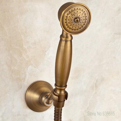Classic Antique Brass Bathroom Shower Head Shower Hose Base Hand-held Sprayer Shower Tap Hardware Plumbing Sanitary Accessories