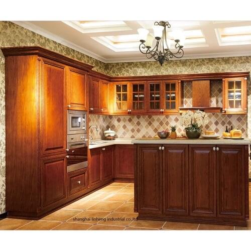 Solid wood kitchen cabinet(LH-SW092)