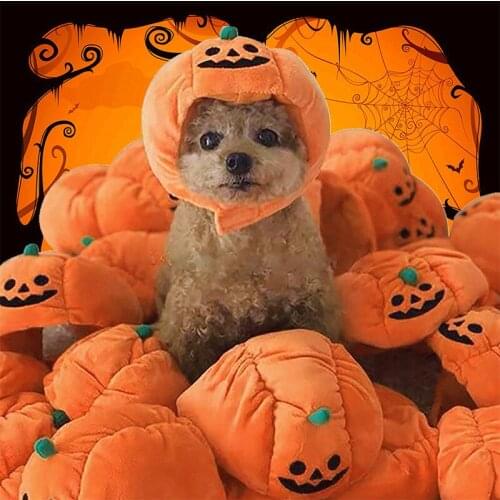 Lovely Pet Hat Halloween Pumpkin Pet Dog Cat Hat Dress Up Headdress Small Dog Cat Cosplay Costume Teddy Poodle Decorative Hats