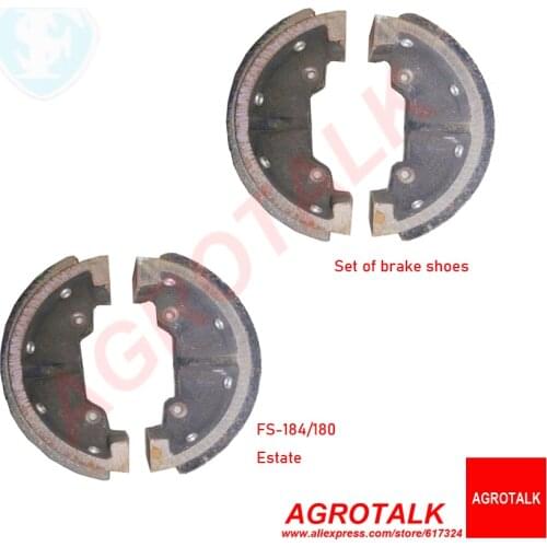 Set of brake shoes for Fengshou Estate FS180-3 / FS184 with engine J285T , part number: 18.43.011