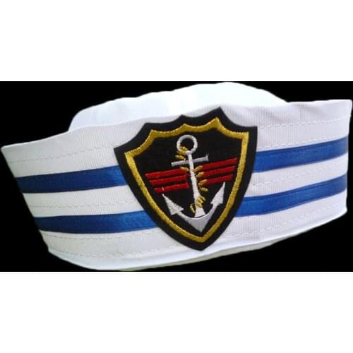 2019 new Sailors Ship Boat Captain Navy Marine Cap With Anchor Sea Boating Nautical Fancy Dress Hats Blue White Military Hat