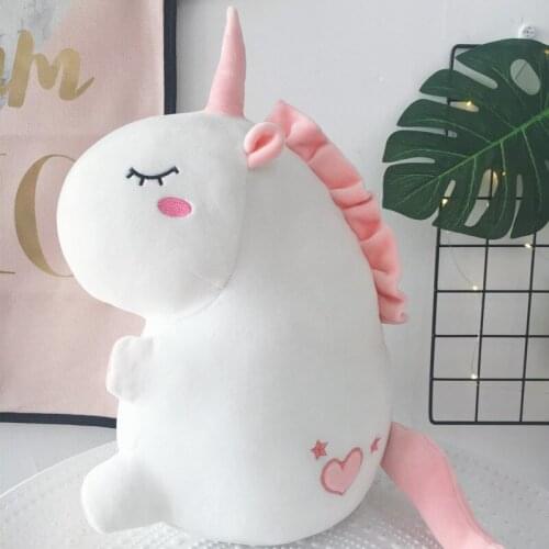 New Instagram Fashionable Fat Adorable Unicorn Pink Grey Doll Kids Toys Children Room Decor Flexible Soft Fabric Full Filling